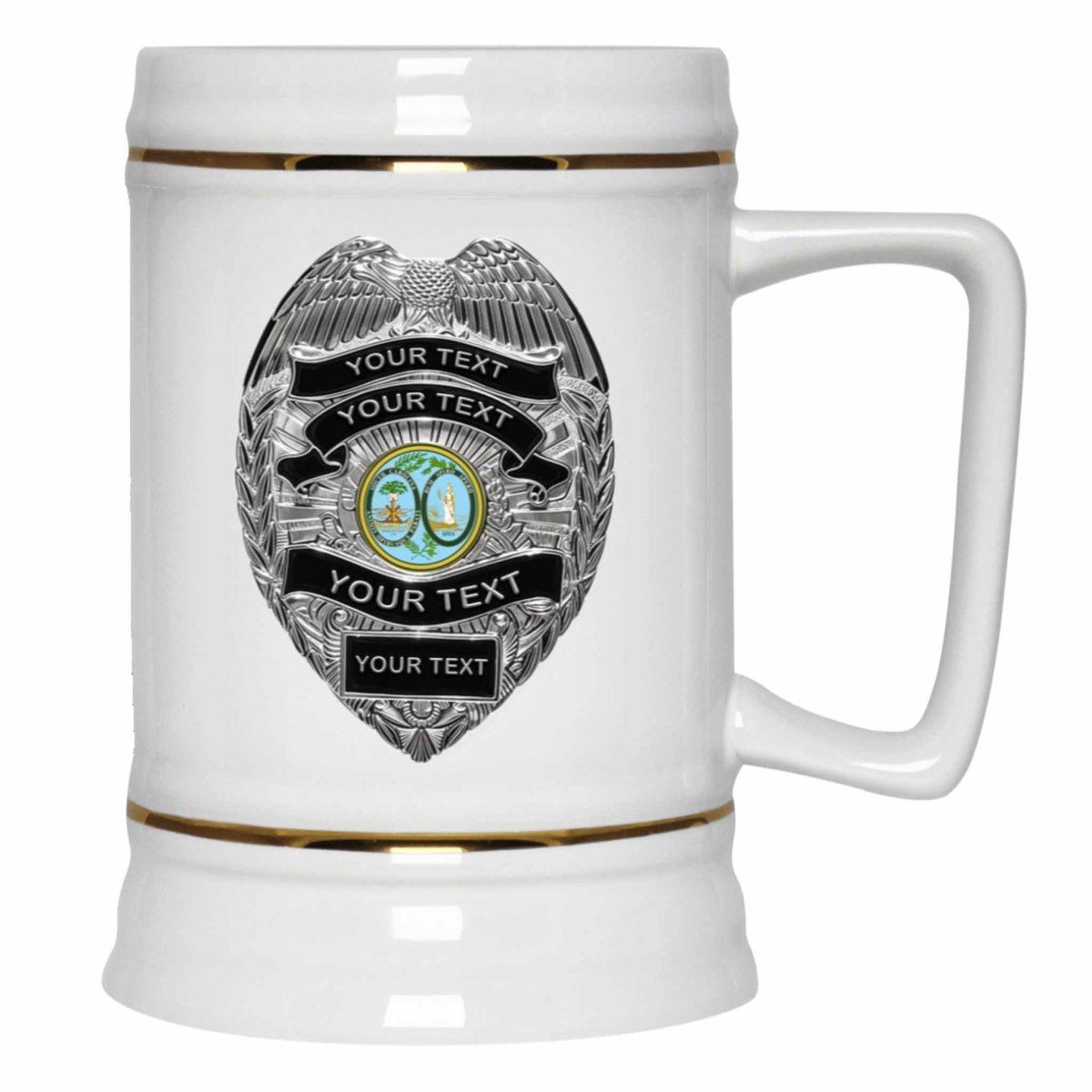 Personalized Police Officer Silver Badge State Seal MugsCustomly Gifts