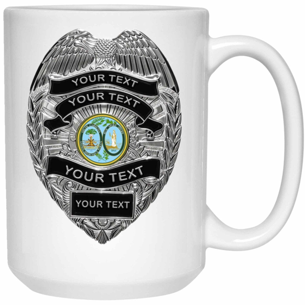 Personalized Police Officer Silver Badge State Seal MugsCustomly Gifts