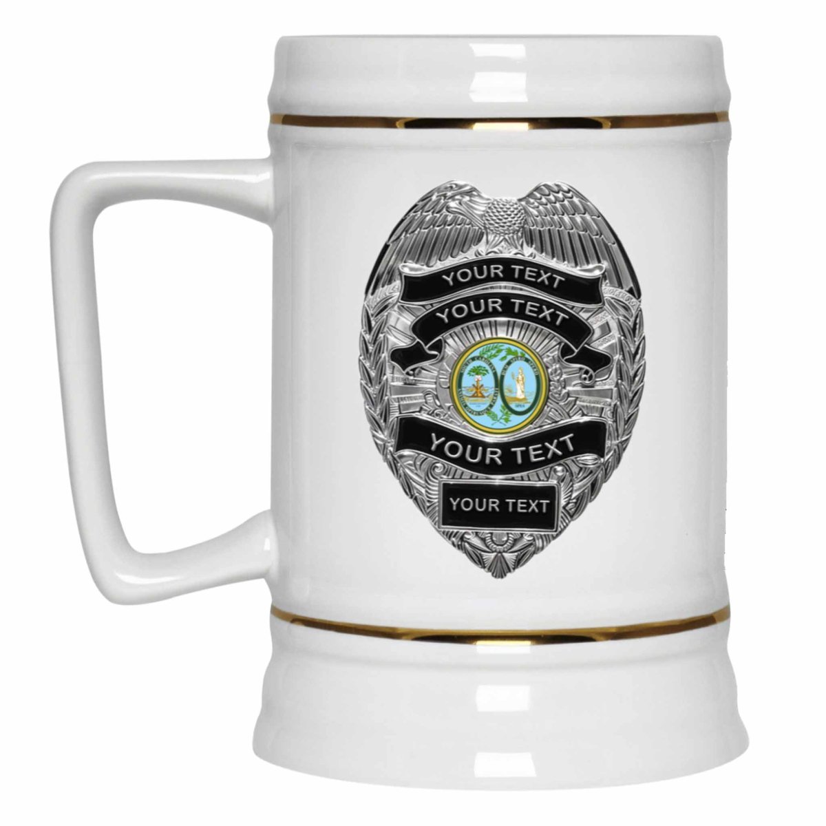 Personalized Police Officer Silver Badge State Seal MugsCustomly Gifts