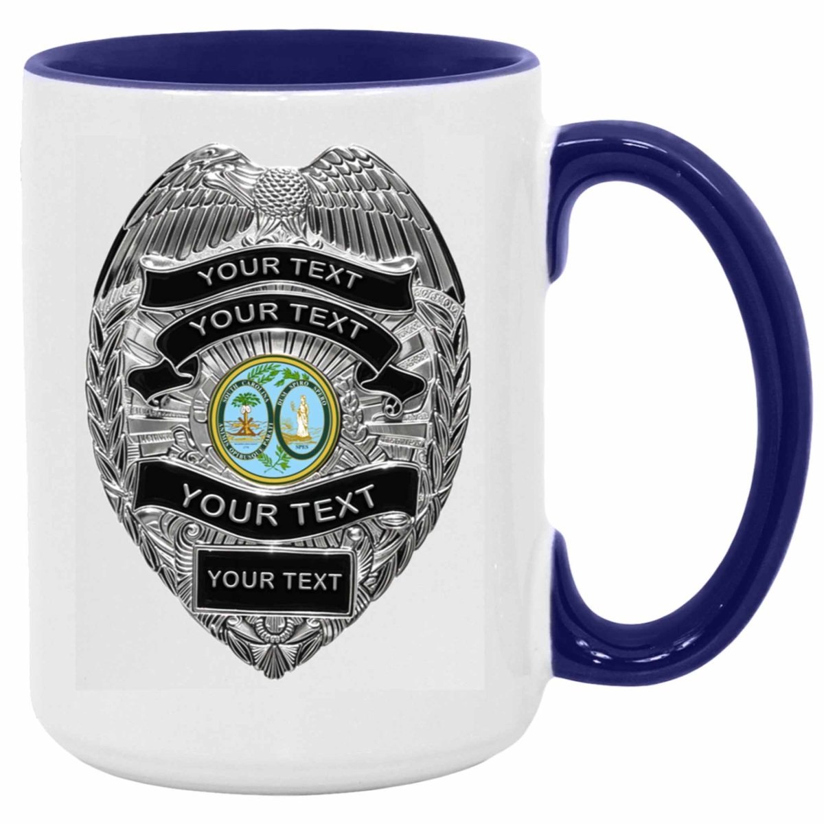 Personalized Police Officer Silver Badge State Seal MugsCustomly Gifts