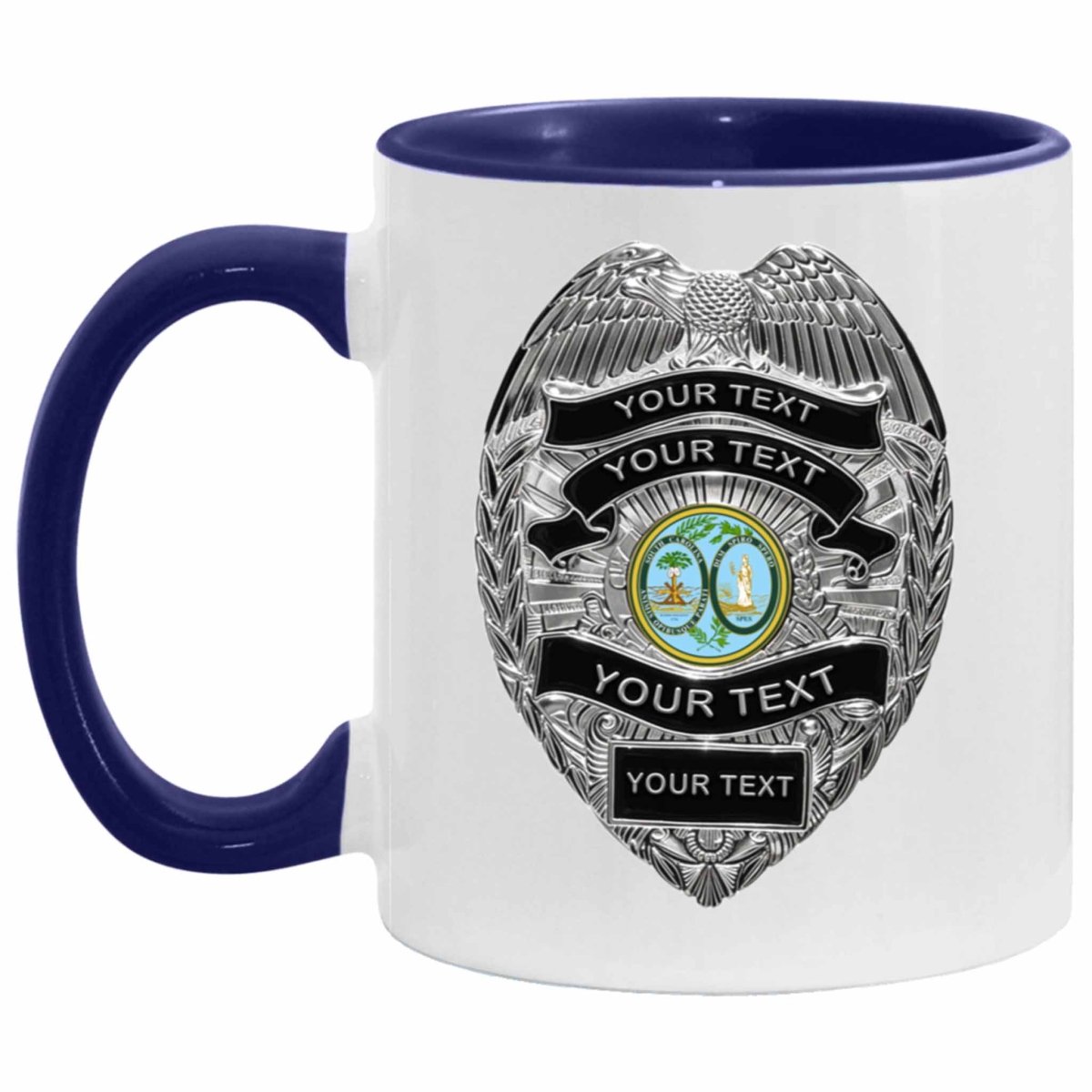 Personalized Police Officer Silver Badge State Seal MugsCustomly Gifts