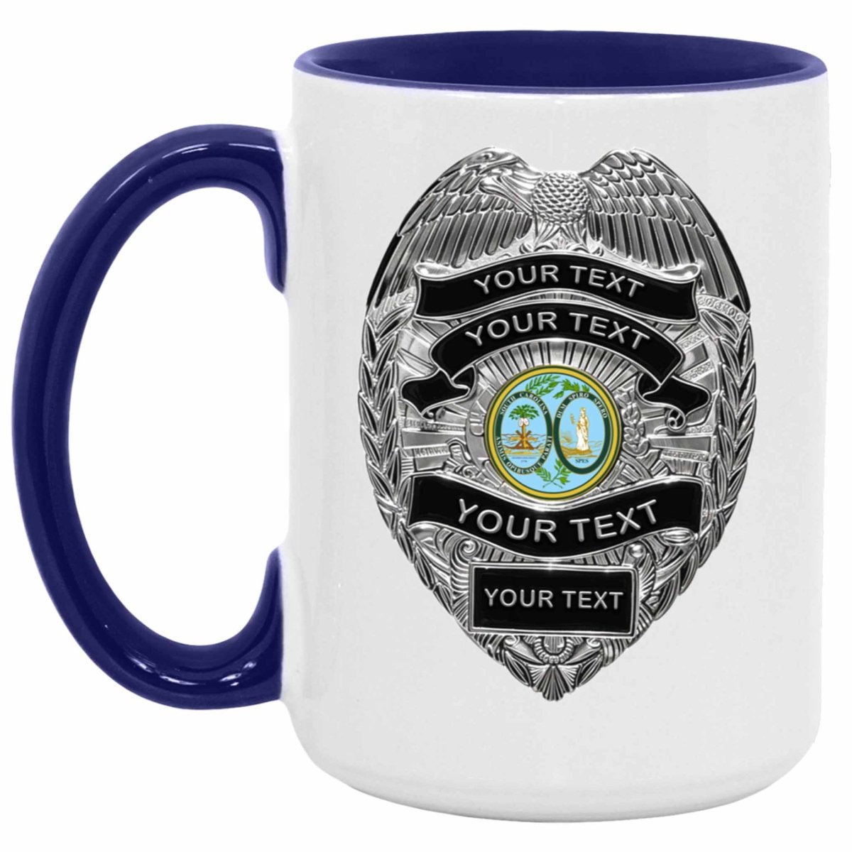 Personalized Police Officer Silver Badge State Seal MugsCustomly Gifts