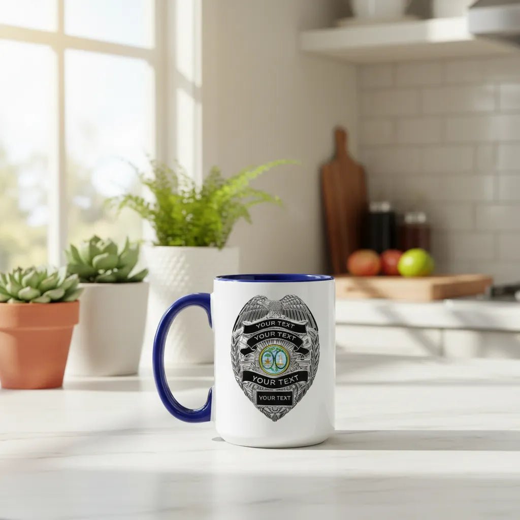 Personalized Police Officer Silver Badge State Seal MugsCustomly Gifts