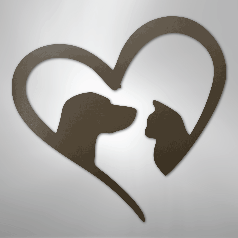 Pet Love Dog and Cat Silhouette Steel Metal Sign Wall ArtCustomly Gifts