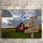 Red Barn American Flag Directional Sign CanvasCustomly Gifts