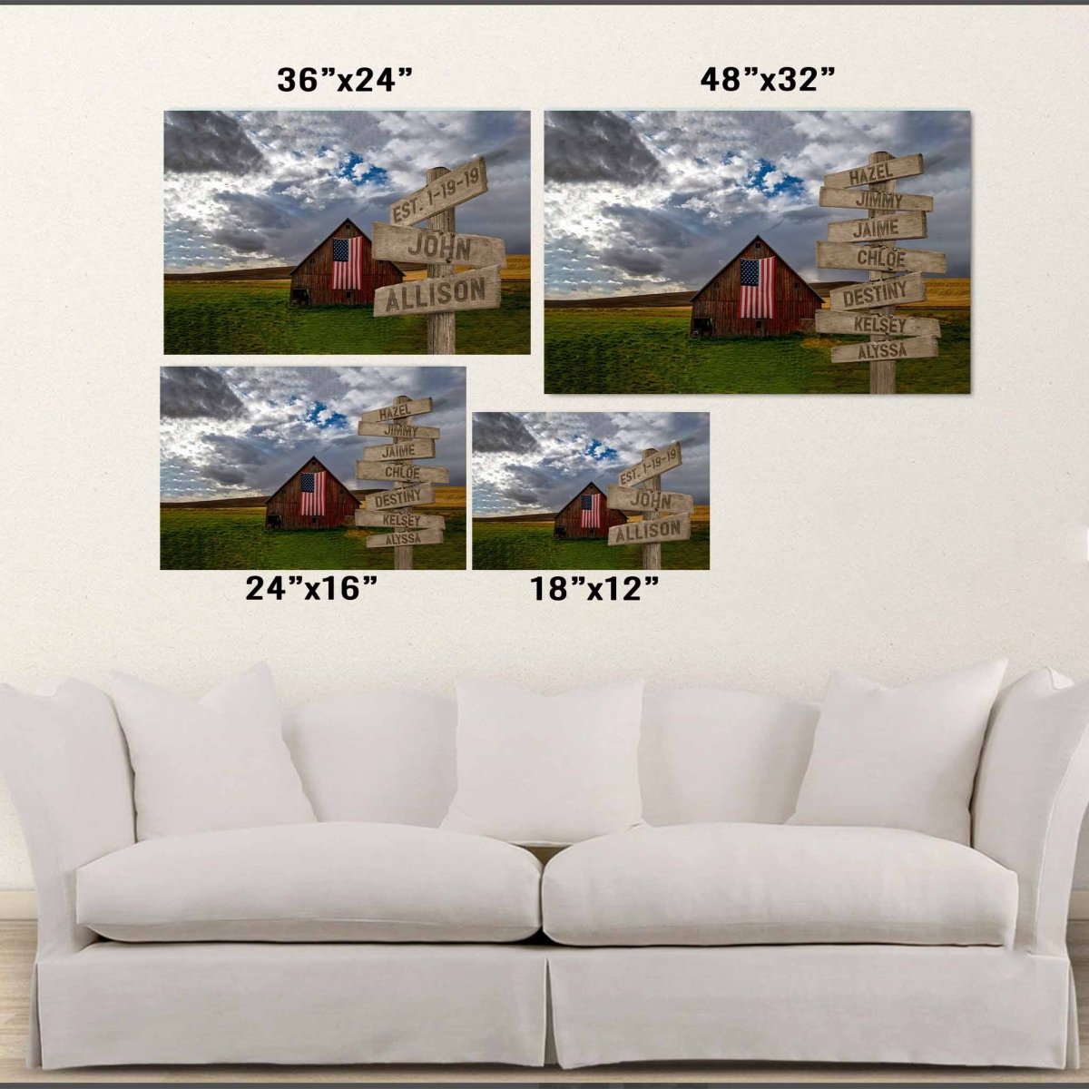 Red Barn American Flag Directional Sign CanvasCustomly Gifts