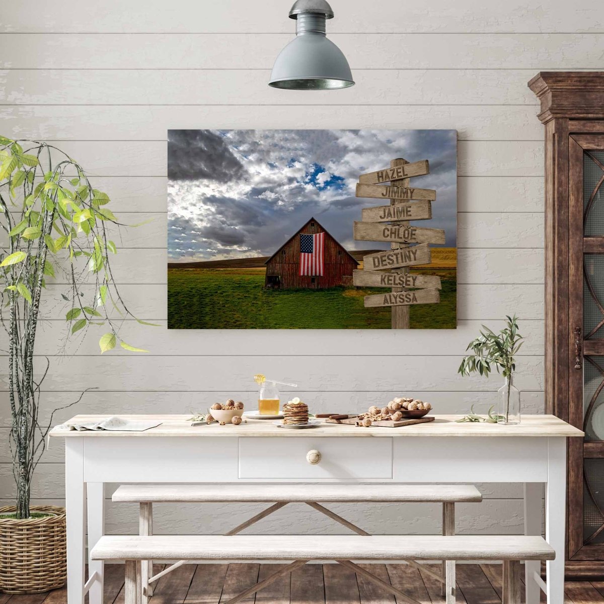 Red Barn American Flag Directional Sign CanvasCustomly Gifts