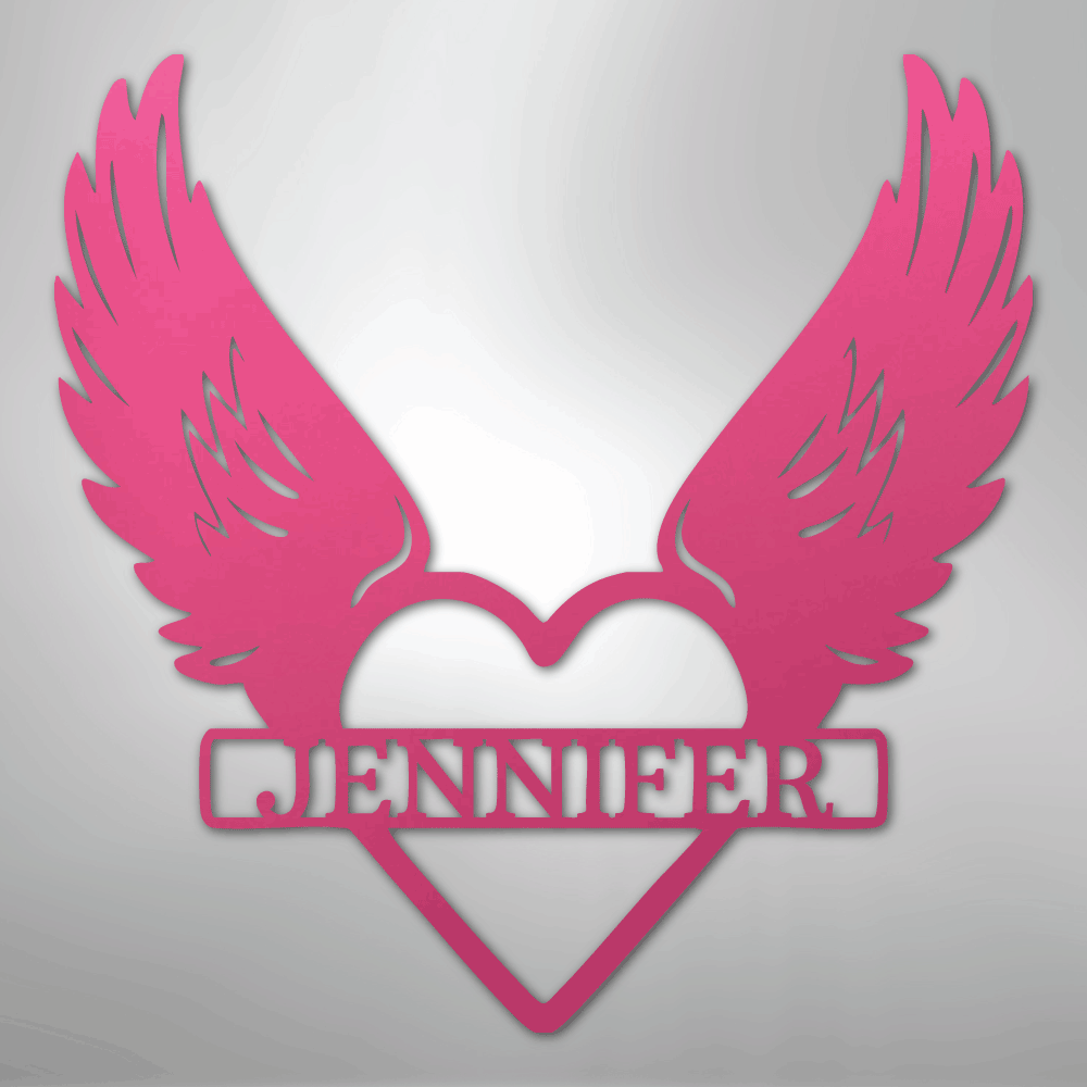 Remembrance Heart & Wings Personalized Name Steel Metal SignCustomly Gifts