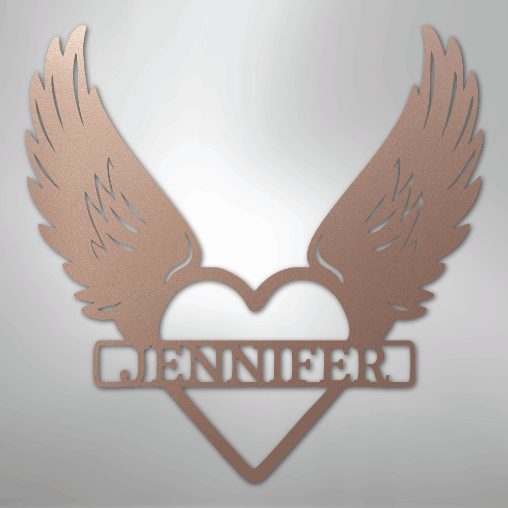 Remembrance Heart & Wings Personalized Name Steel Metal SignCustomly Gifts