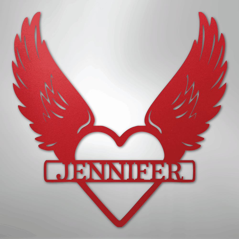 Remembrance Heart & Wings Personalized Name Steel Metal SignCustomly Gifts