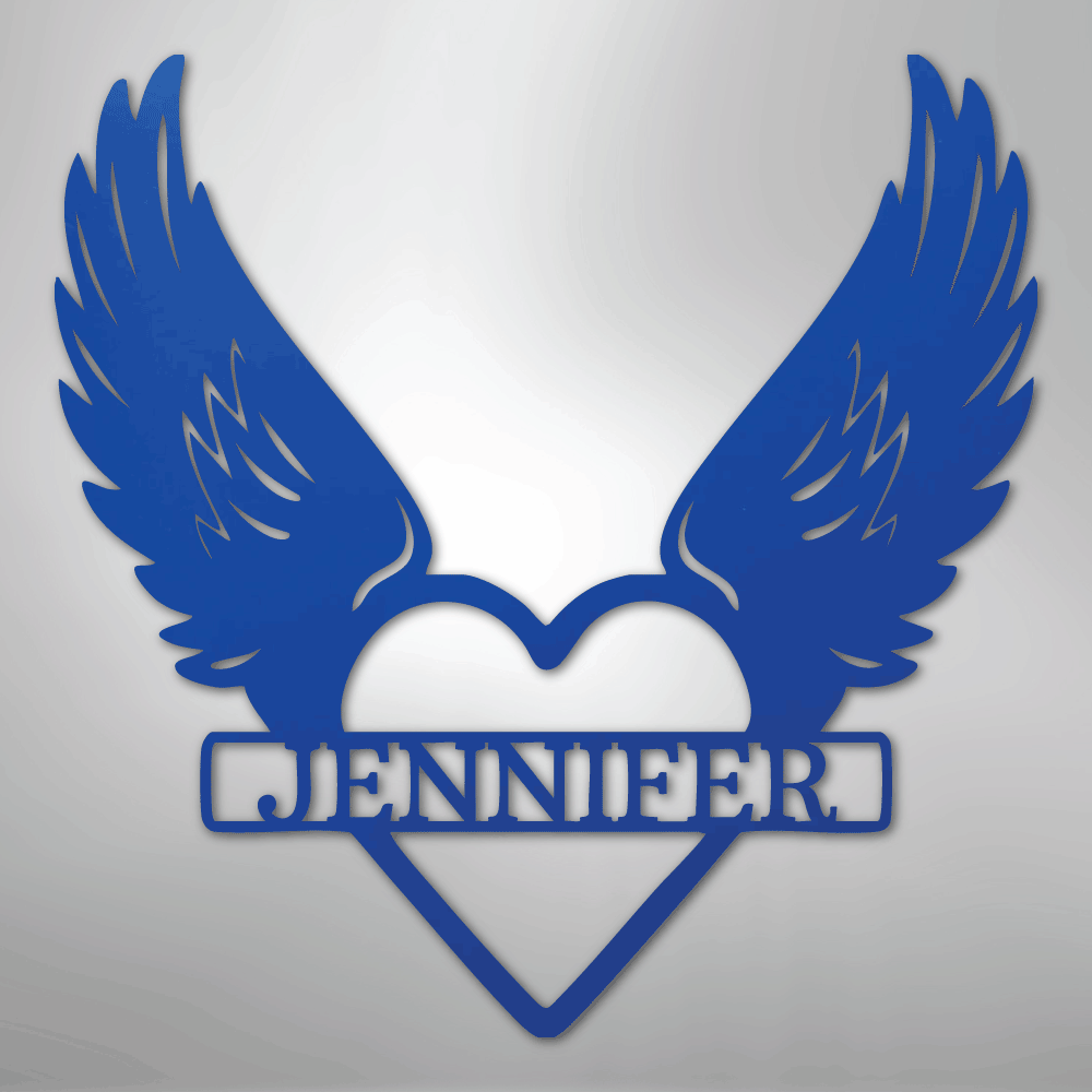 Remembrance Heart & Wings Personalized Name Steel Metal SignCustomly Gifts