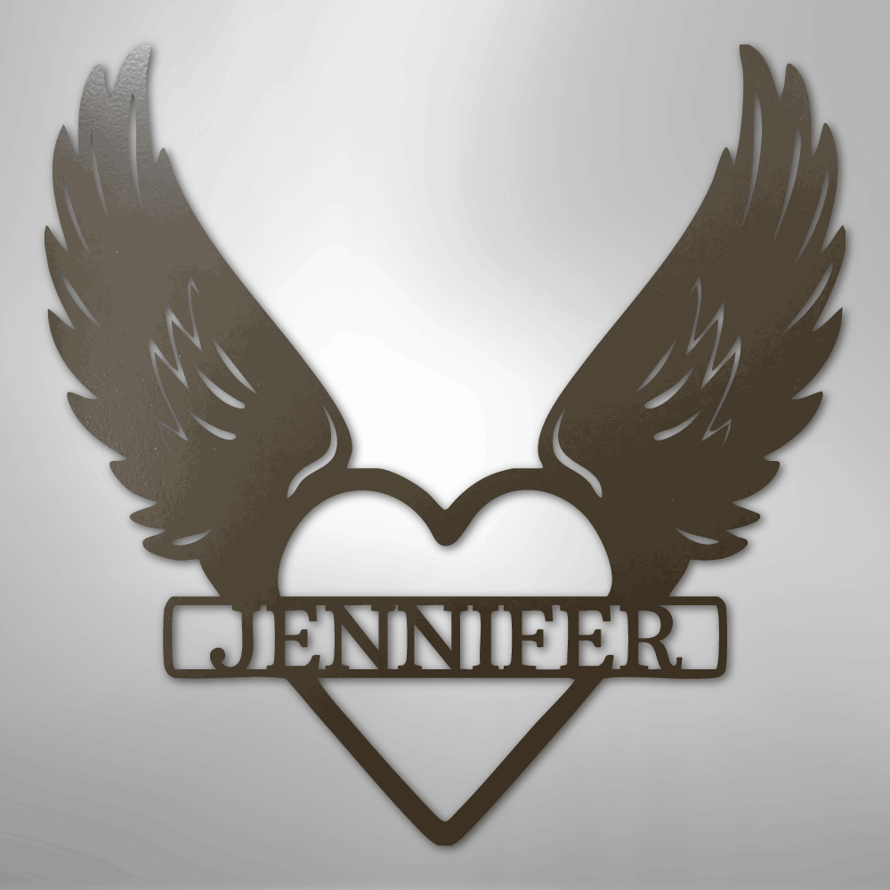 Remembrance Heart & Wings Personalized Name Steel Metal SignCustomly Gifts