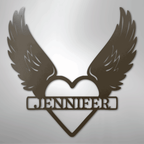 Remembrance Heart & Wings Personalized Name Steel Metal SignCustomly Gifts