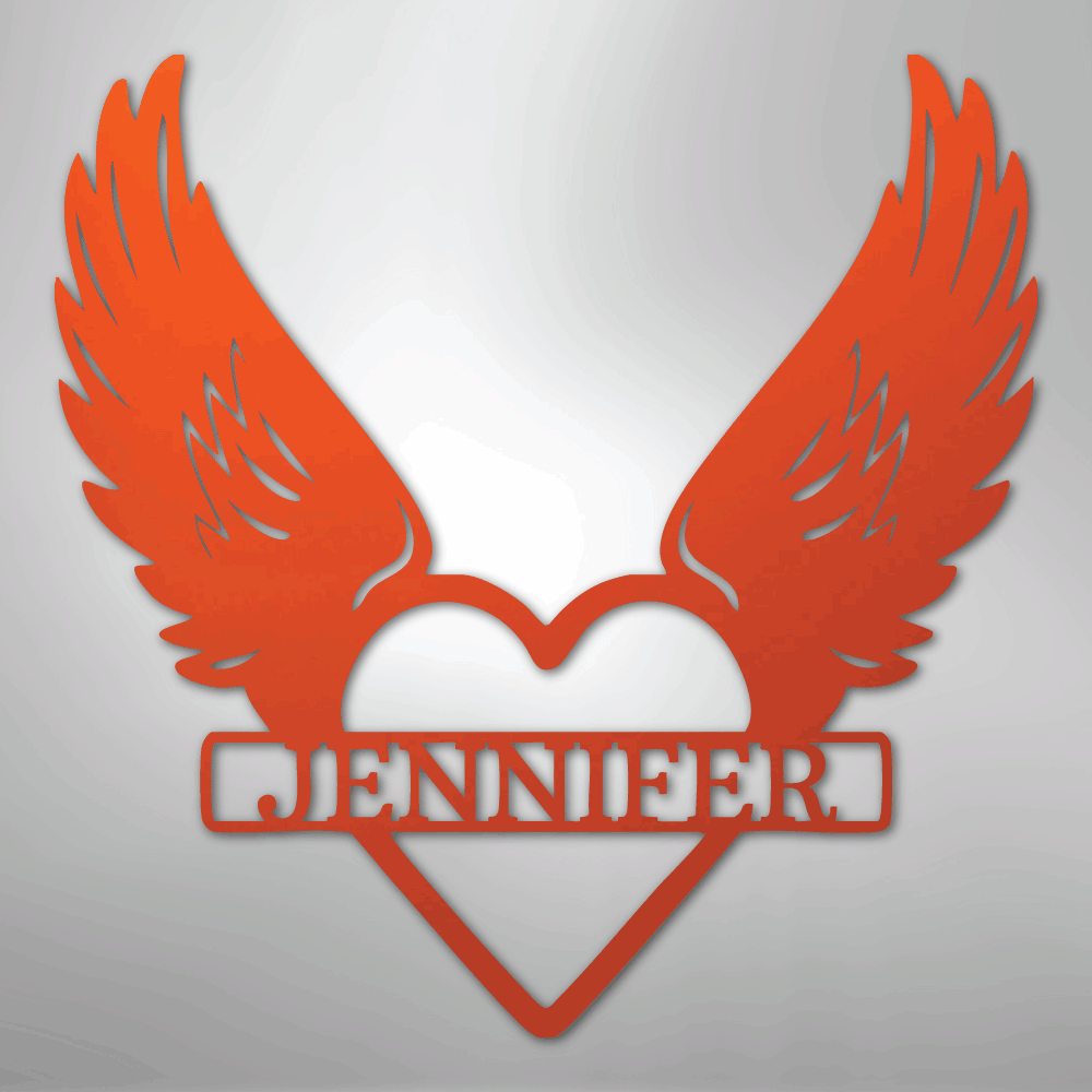 Remembrance Heart & Wings Personalized Name Steel Metal SignCustomly Gifts
