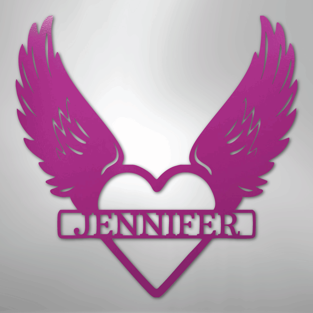 Remembrance Heart & Wings Personalized Name Steel Metal SignCustomly Gifts