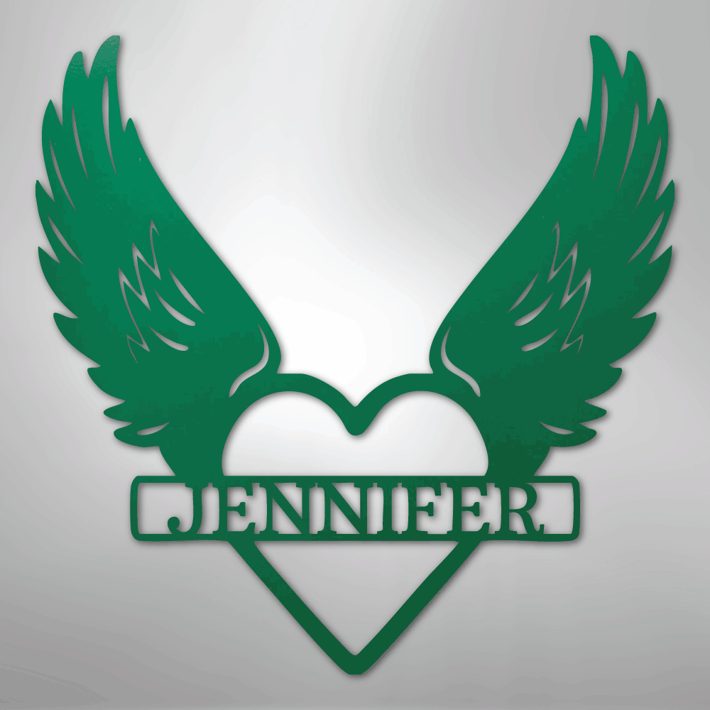 Remembrance Heart & Wings Personalized Name Steel Metal SignCustomly Gifts