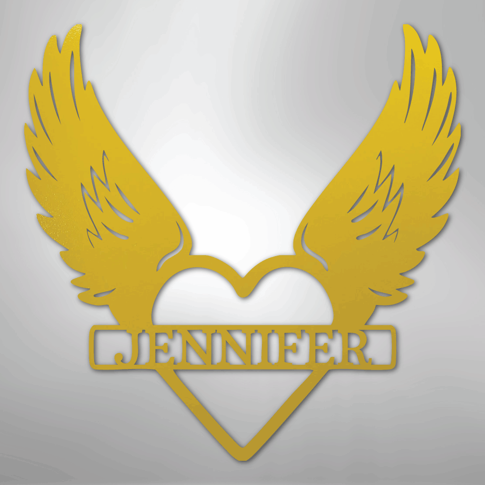 Remembrance Heart & Wings Personalized Name Steel Metal SignCustomly Gifts