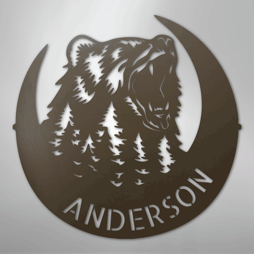 Roaring Bear Personalized Steel Metal Sign Wall ArtCustomly Gifts