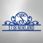 Scroll Personalized Family Initial Monogram Address Steel Metal SignCustomly Gifts