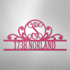 Scroll Personalized Family Initial Monogram Address Steel Metal SignCustomly Gifts