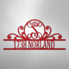 Scroll Personalized Family Initial Monogram Address Steel Metal SignCustomly Gifts