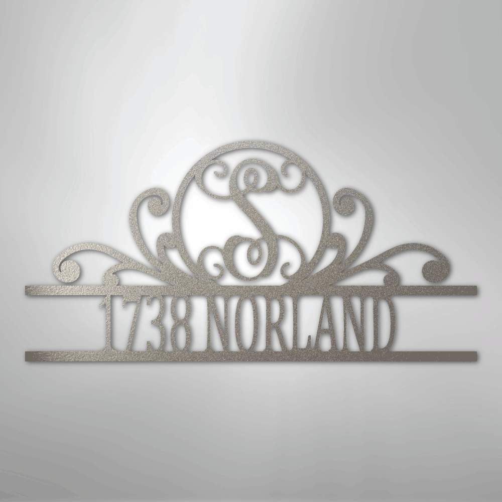 Scroll Personalized Family Initial Monogram Address Steel Metal SignCustomly Gifts