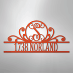 Scroll Personalized Family Initial Monogram Address Steel Metal SignCustomly Gifts