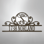 Scroll Personalized Family Initial Monogram Address Steel Metal SignCustomly Gifts
