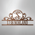 Scroll Personalized Family Initial Monogram Address Steel Metal SignCustomly Gifts