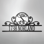 Scroll Personalized Family Initial Monogram Address Steel Metal SignCustomly Gifts