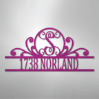 Scroll Personalized Family Initial Monogram Address Steel Metal SignCustomly Gifts