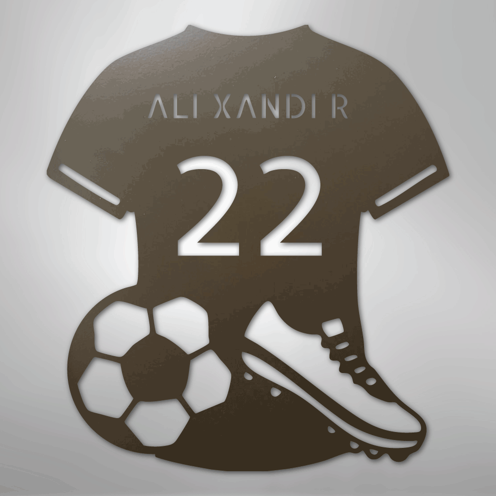 Soccer Jersey Personalized Name Number Steel Metal Wall ArtCustomly Gifts