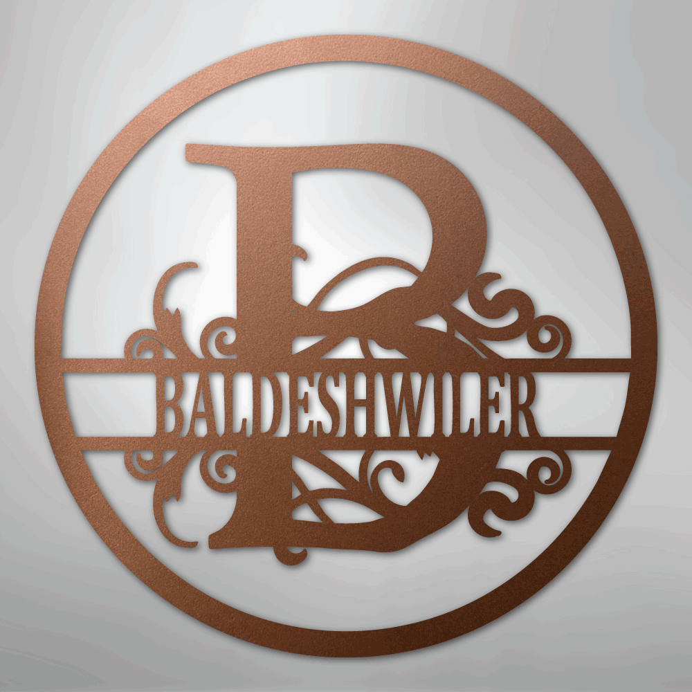 Split Circle Personalized Monogram and Name Steel Metal SignCustomly Gifts