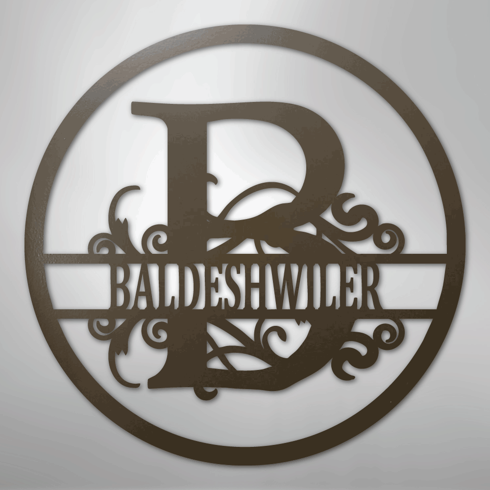 Split Circle Personalized Monogram and Name Steel Metal SignCustomly Gifts