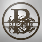 Split Circle Personalized Monogram and Name Steel Metal SignCustomly Gifts