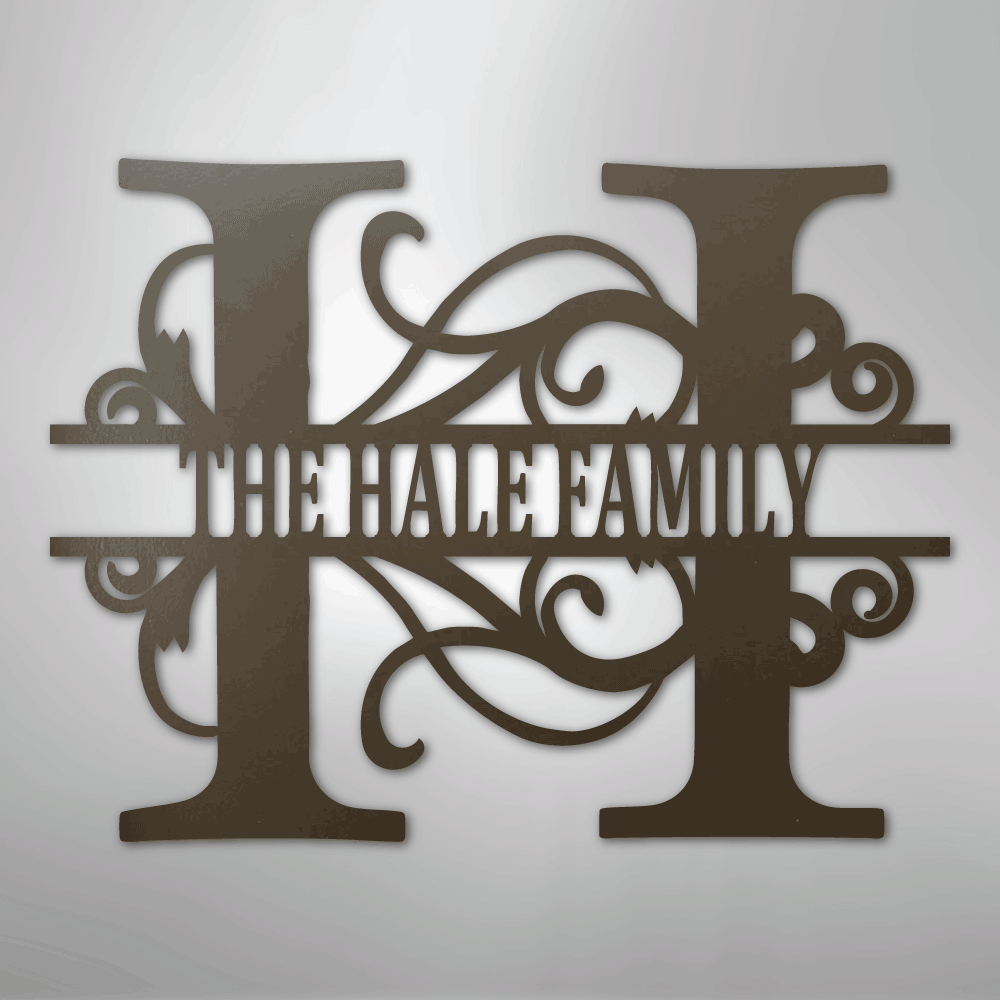 Split Letter Personalized Monogram and Name Steel Metal SignCustomly Gifts
