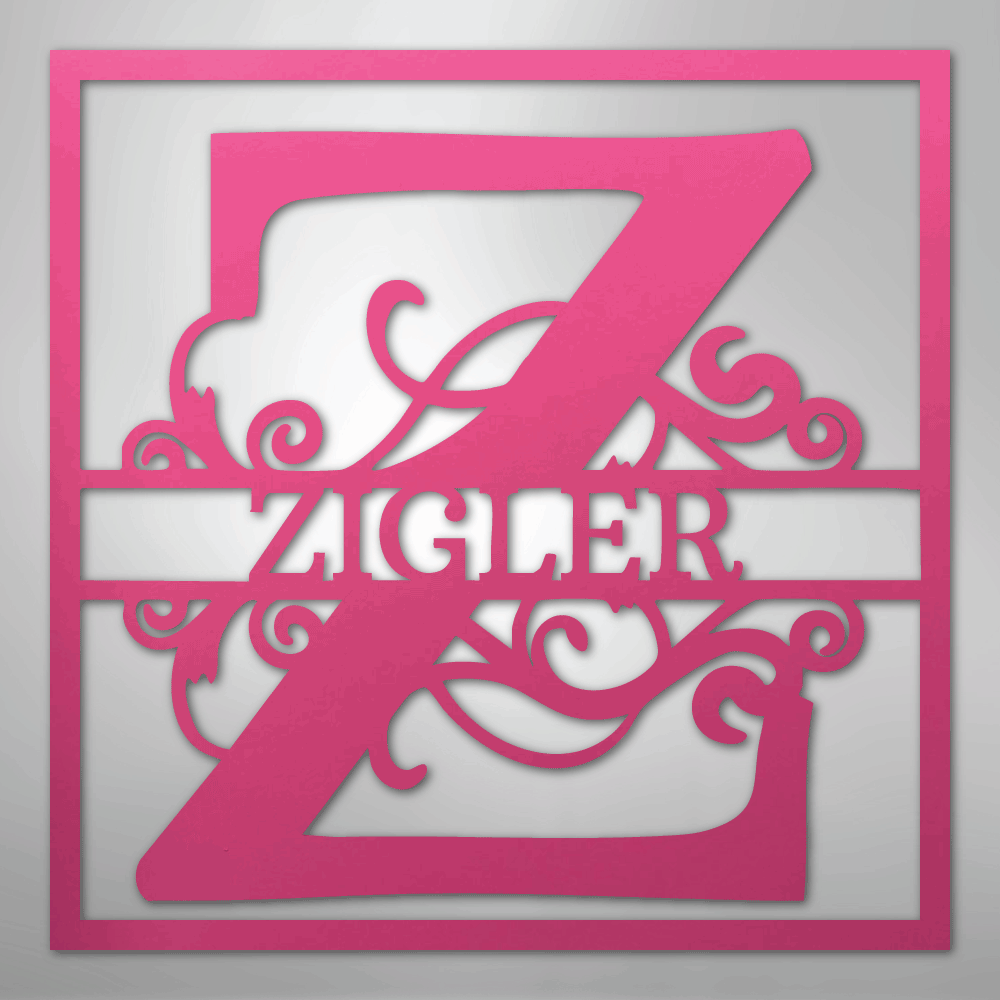 Split Square Personalized Monogram Name Steel Metal SignCustomly Gifts