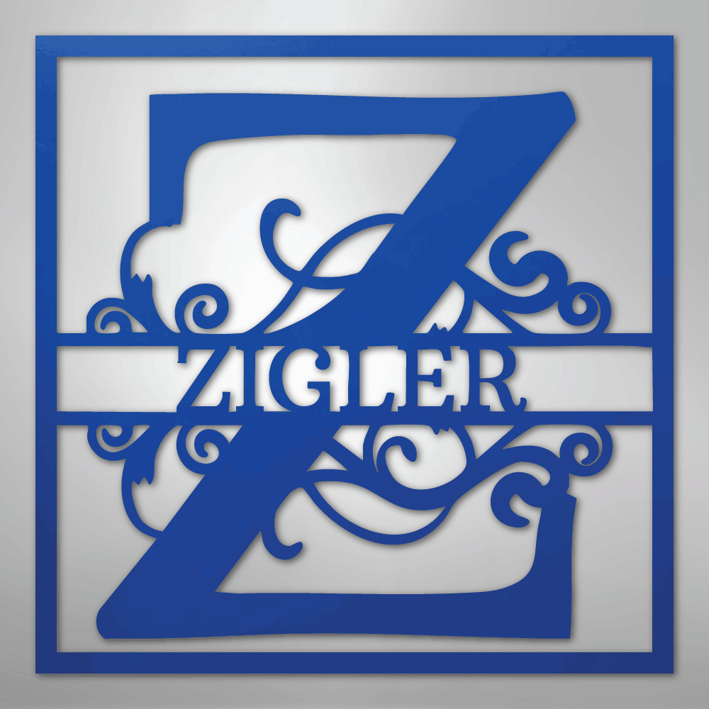 Split Square Personalized Monogram Name Steel Metal SignCustomly Gifts