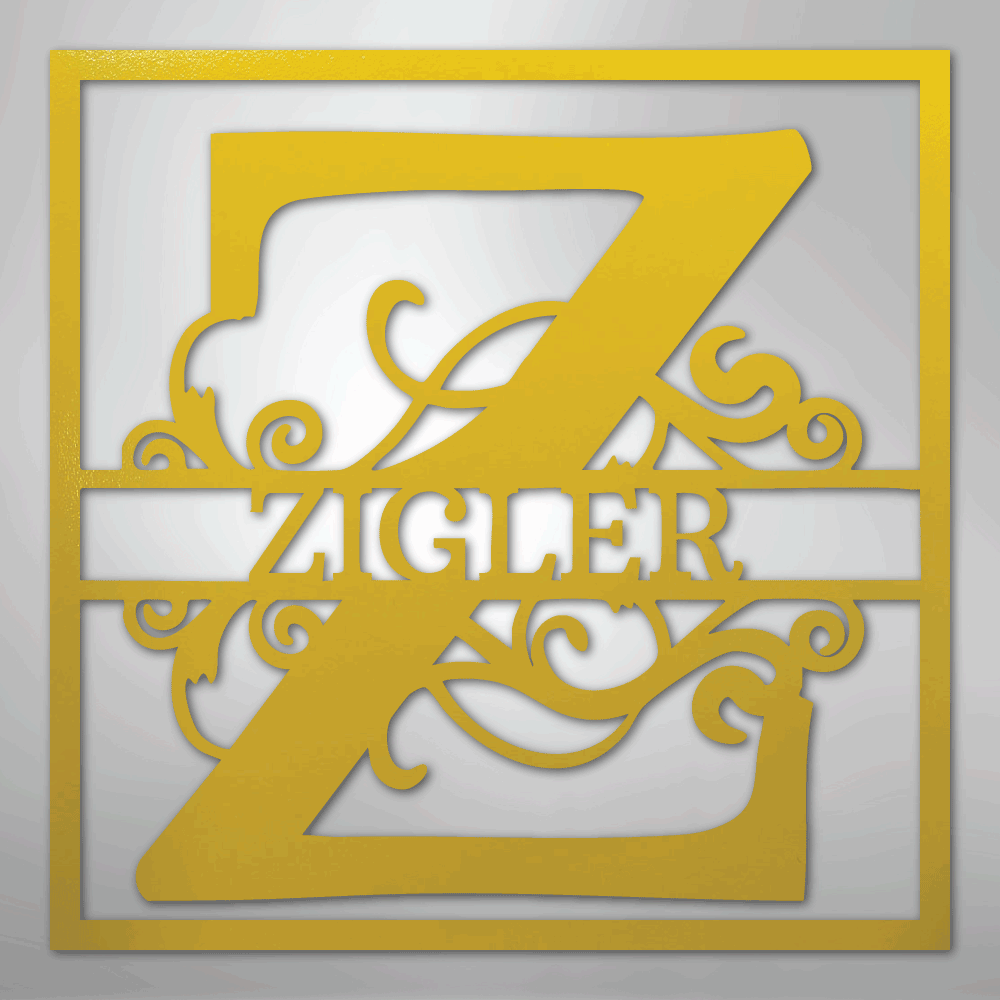 Split Square Personalized Monogram Name Steel Metal SignCustomly Gifts