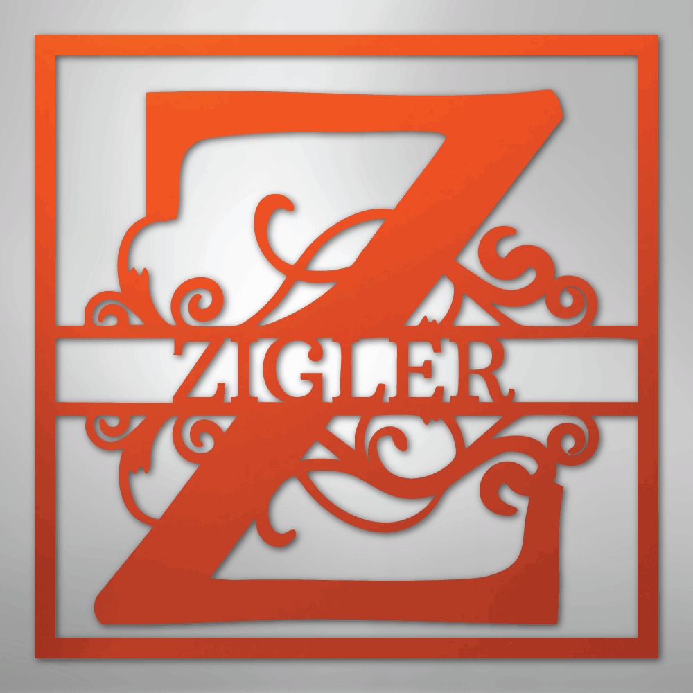 Split Square Personalized Monogram Name Steel Metal SignCustomly Gifts