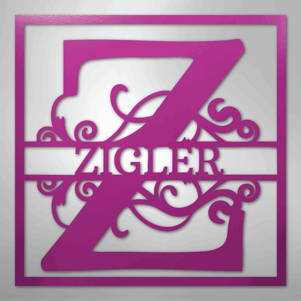 Split Square Personalized Monogram Name Steel Metal SignCustomly Gifts