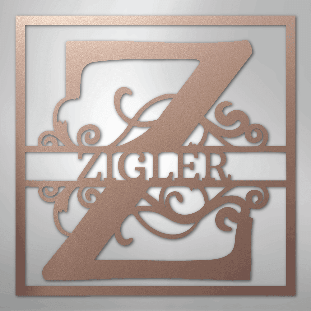 Split Square Personalized Monogram Name Steel Metal SignCustomly Gifts