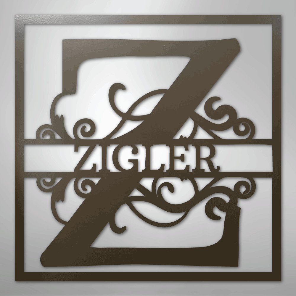 Split Square Personalized Monogram Name Steel Metal SignCustomly Gifts