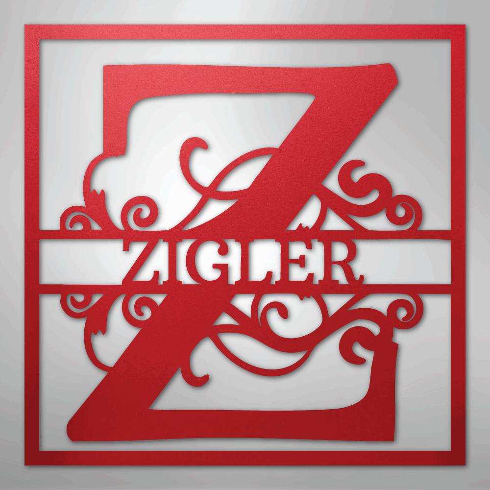 Split Square Personalized Monogram Name Steel Metal SignCustomly Gifts