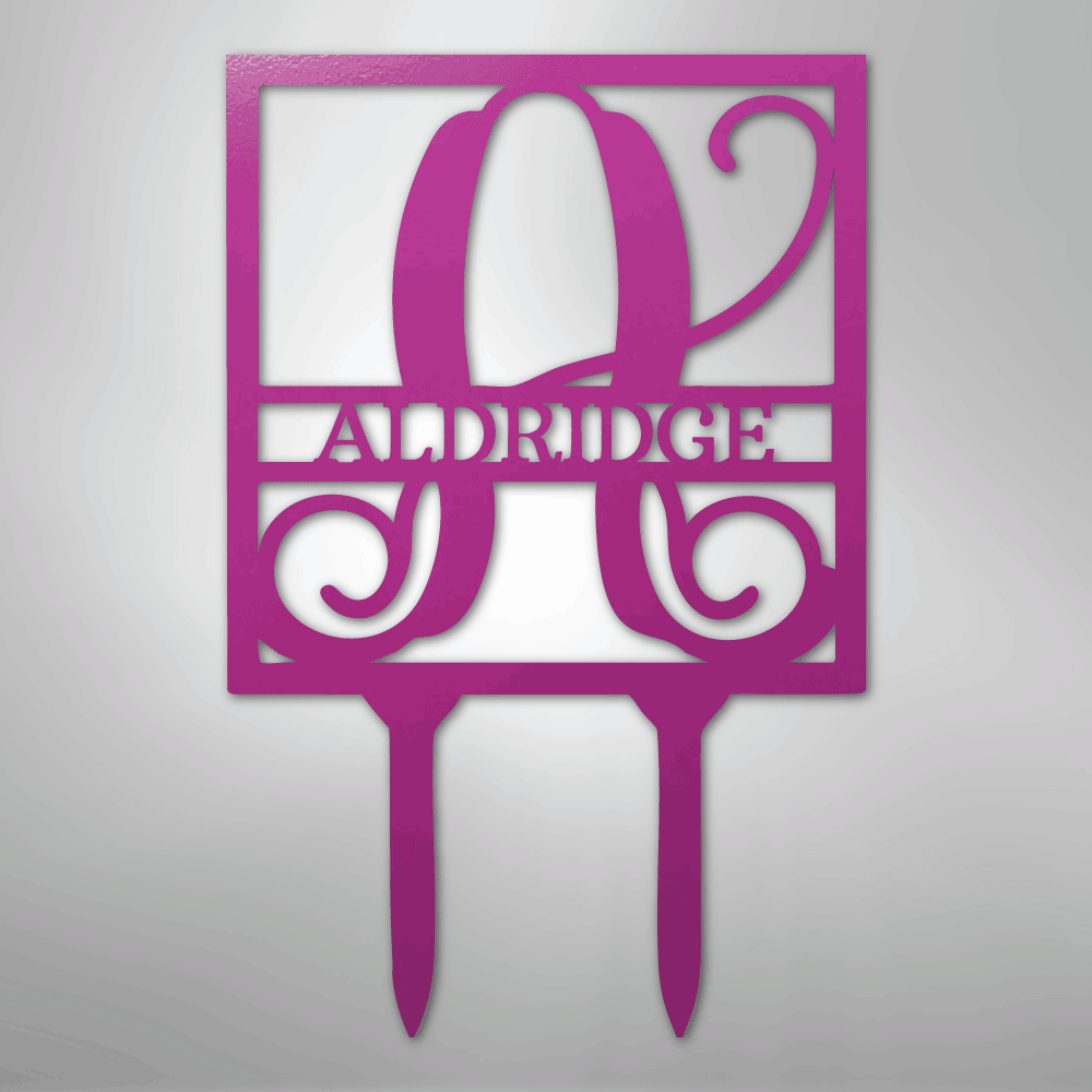 Square Stake Personalized Name Monogram Steel Metal Yard SignCustomly Gifts