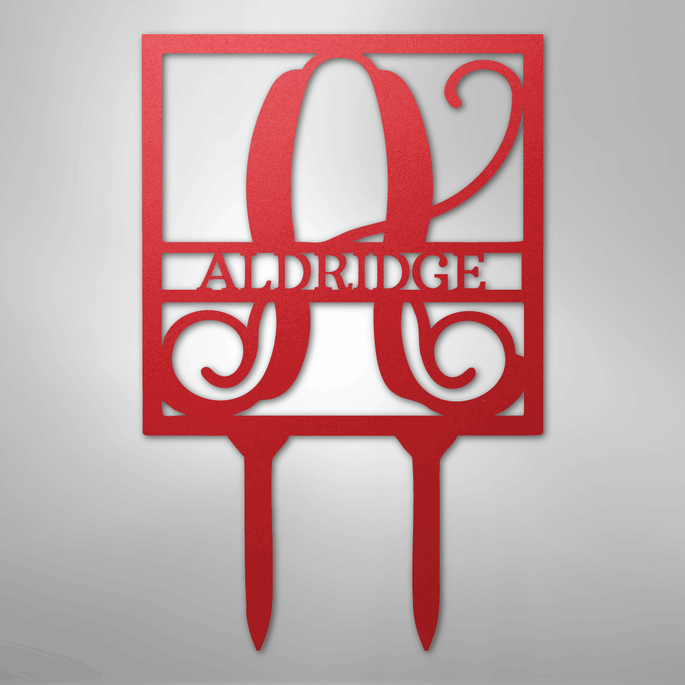 Square Stake Personalized Name Monogram Steel Metal Yard SignCustomly Gifts