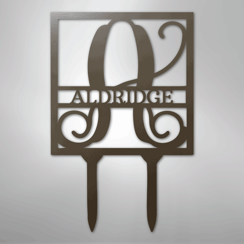 Square Stake Personalized Name Monogram Steel Metal Yard SignCustomly Gifts
