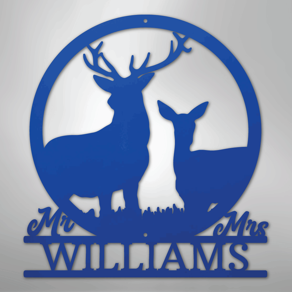 Stag and Doe Personalized Name Steel Metal Sign Wall ArtCustomly Gifts