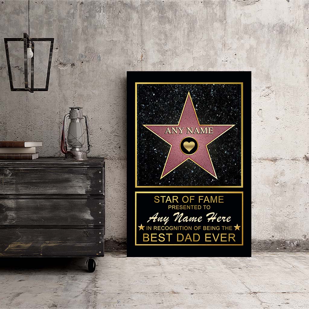 Star of Fame Best Dad Ever Personalized CanvasCustomly Gifts