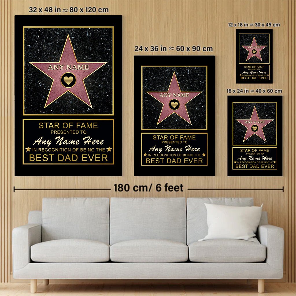 Star of Fame Best Dad Ever Personalized CanvasCustomly Gifts